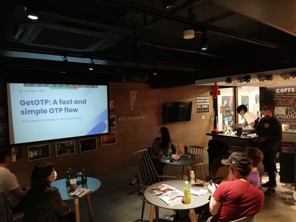 Pitching GetOTP at the first Product Hunt meet-up in Tokyo